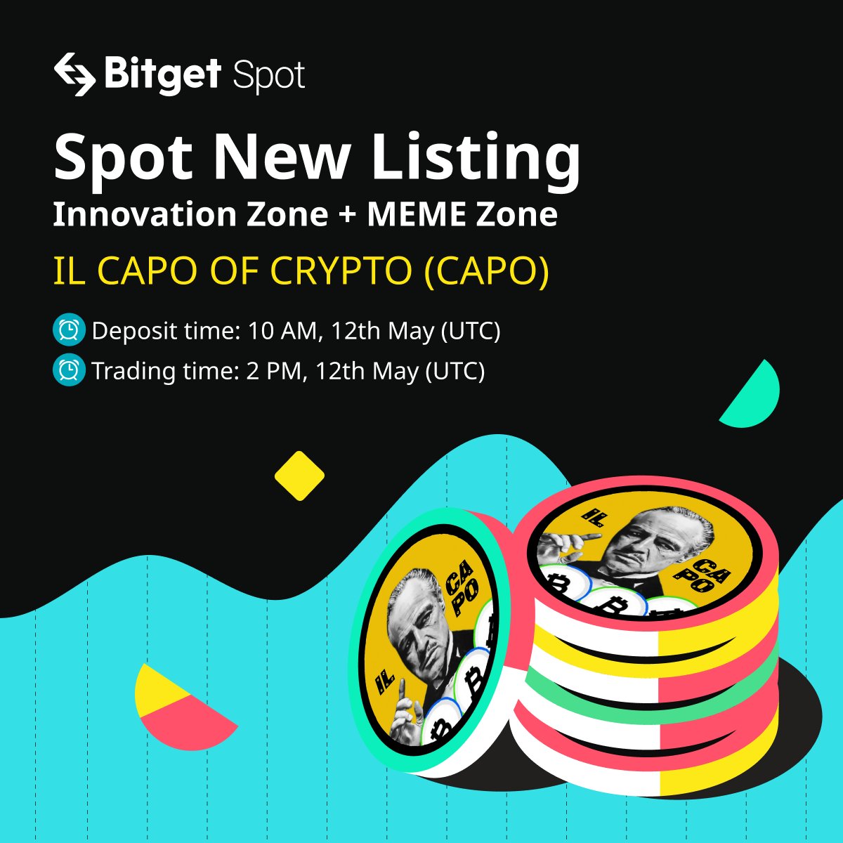 🆕 Spot New Listing 

#Bitget will list $CAPO/USDT trading pair on May 12th 2PM UTC in #Innovation Zone. <a href="/ilcapocoin/">$CAPO COIN HOTTEST MEME COIN</a> <a href="/easyeight08/">BUTCHER</a>

✅ Deposit now open

🎁 A total $100 #giveaway for 10 members! Just simply RT + TAG 3 friends.

More details:  bitget.com/en/support/art…