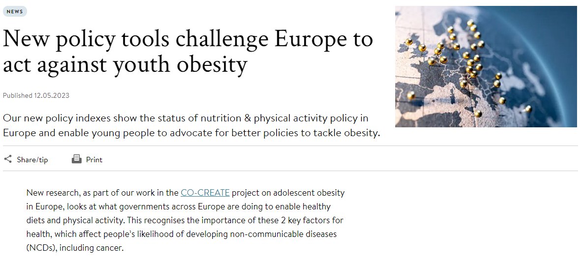 CO-CREATE - EU Adolescent Obesity Project (@eu_cocreate) on Twitter photo πNew blog on the #NOURISHING & #MOVING policy tools on the CO-CREATE site!π
Read how the #policy indexes show the status of #nutrition & #physicalactivity policies across Europe. And how youth advocates can call for #action on #obesity π’
ππ
ow.ly/fkUC50OmnTG <a href="/wcrfint/">WCRF International</a> πNew blog on the #NOURISHING & #MOVING policy tools on the CO-CREATE site!π
Read how the #policy indexes show the status of #nutrition & #physicalactivity policies across Europe. And how youth advocates can call for #action on #obesity π’
ππ
ow.ly/fkUC50OmnTG <a href="/wcrfint/">WCRF International</a>