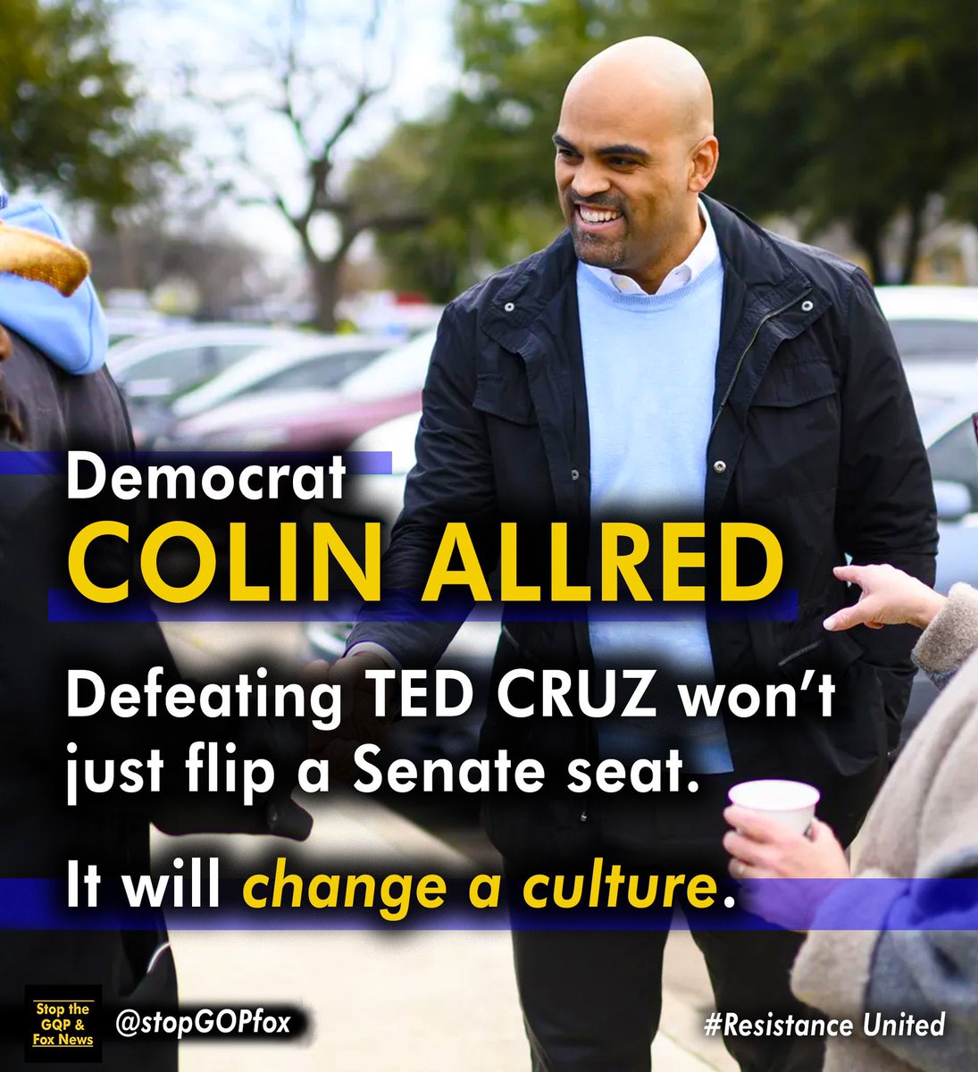 U.S. Congressman Allred is running for U.S. Senate to represent Texas who deserves a senator who’ll advocate for healthcare, education, and the economy 

<a href="/ColinAllredTX/">Colin Allred</a>    <a href="/RepColinAllred/">Rep. Colin Allred</a>   colinallred.com    

 #DemVoice1  #ONEV1 #BLUEDOT #LiveBlue #ResistanceUnited