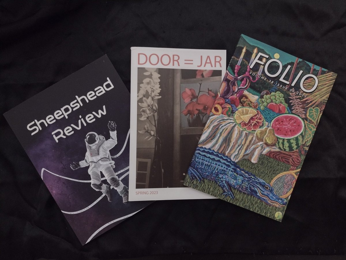 catalogofdream's tweet image. FOLIO Vol. 38 Issue 1
@FolioLitJournal
folioliteraryjournal.com

Door is a Jar Issue 26
@DoorIsAJarMag
doorisajarmagazine.net/issues

Sheepshead Review XLV no. I
@sheepsheadrev
sheepsheadreview.com

#litjournal #WritingCommunity