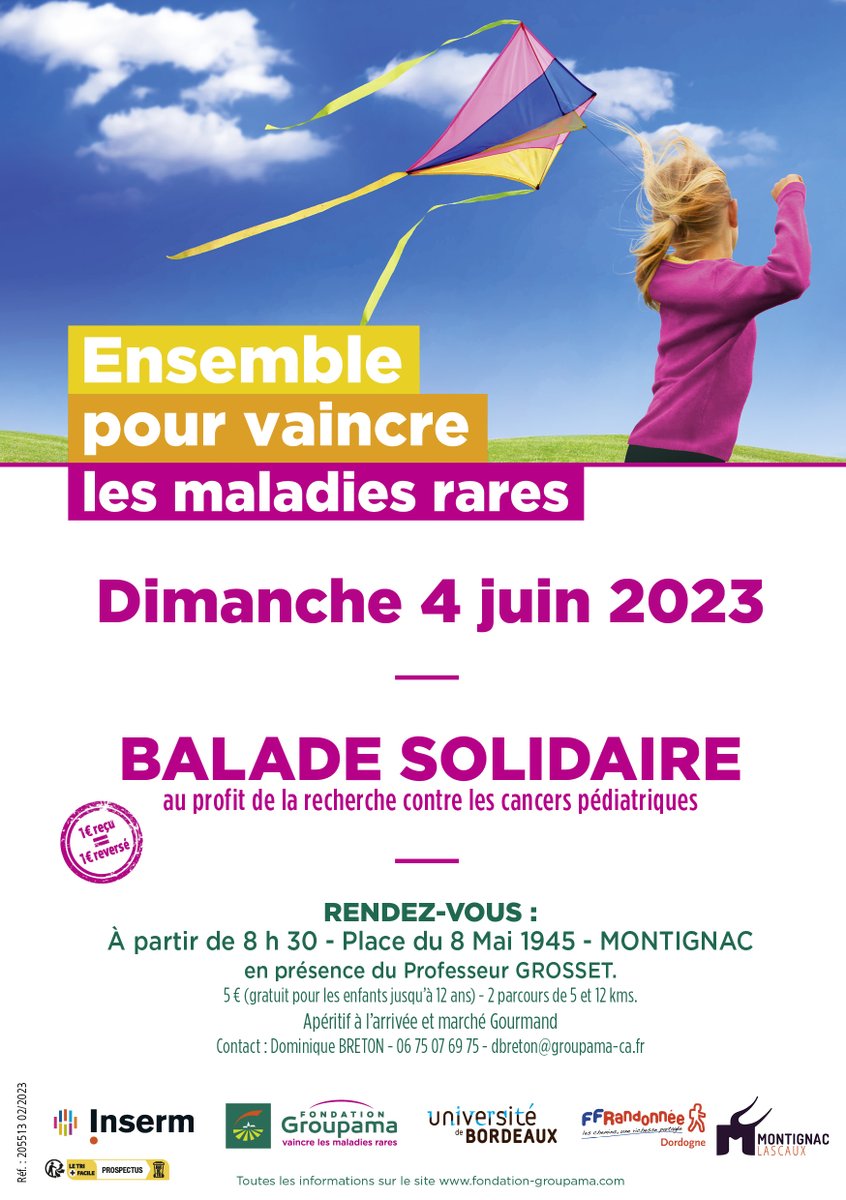 Après la pluie, le soleil ! Alors n'oubliez pas notre #BaladeSolidaire @fondationsante le 4 Juin à <a href="/villemontignac/">Montignac-Lascaux</a>. Venez soutenir la recherche contre les cancers pédiatriques de <a href="/MIRCADE_BX/">Christophe Grosset</a> et échanger avec le Prof GROSSET. #mutualisme #proximité <a href="/LaVieGroupama/">La Vie Mutualiste Groupama</a>