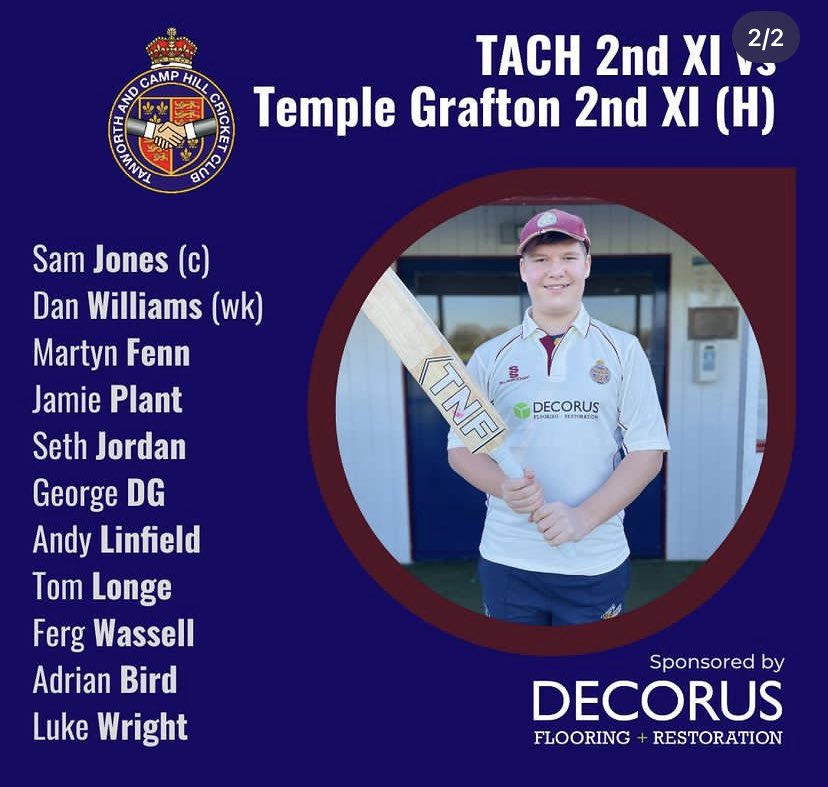 Tanworth&CampHill CC (@tachcc) on Twitter photo TACH Team Sheets for Saturday, 13th May
1st XI - <a href="/Kineton_CC/">Kineton Cricket Club</a> (A)
2nd XI - <a href="/TempleGraftonCC/">Temple Grafton CC</a> 2nd XI (H)
The sun might even come out so we can play a bit of cricketβ¦ π€·π»ββοΈπβοΈ
#UpTheTACH π TACH Team Sheets for Saturday, 13th May
1st XI - <a href="/Kineton_CC/">Kineton Cricket Club</a> (A)
2nd XI - <a href="/TempleGraftonCC/">Temple Grafton CC</a> 2nd XI (H)
The sun might even come out so we can play a bit of cricketβ¦ π€·π»ββοΈπβοΈ
#UpTheTACH π