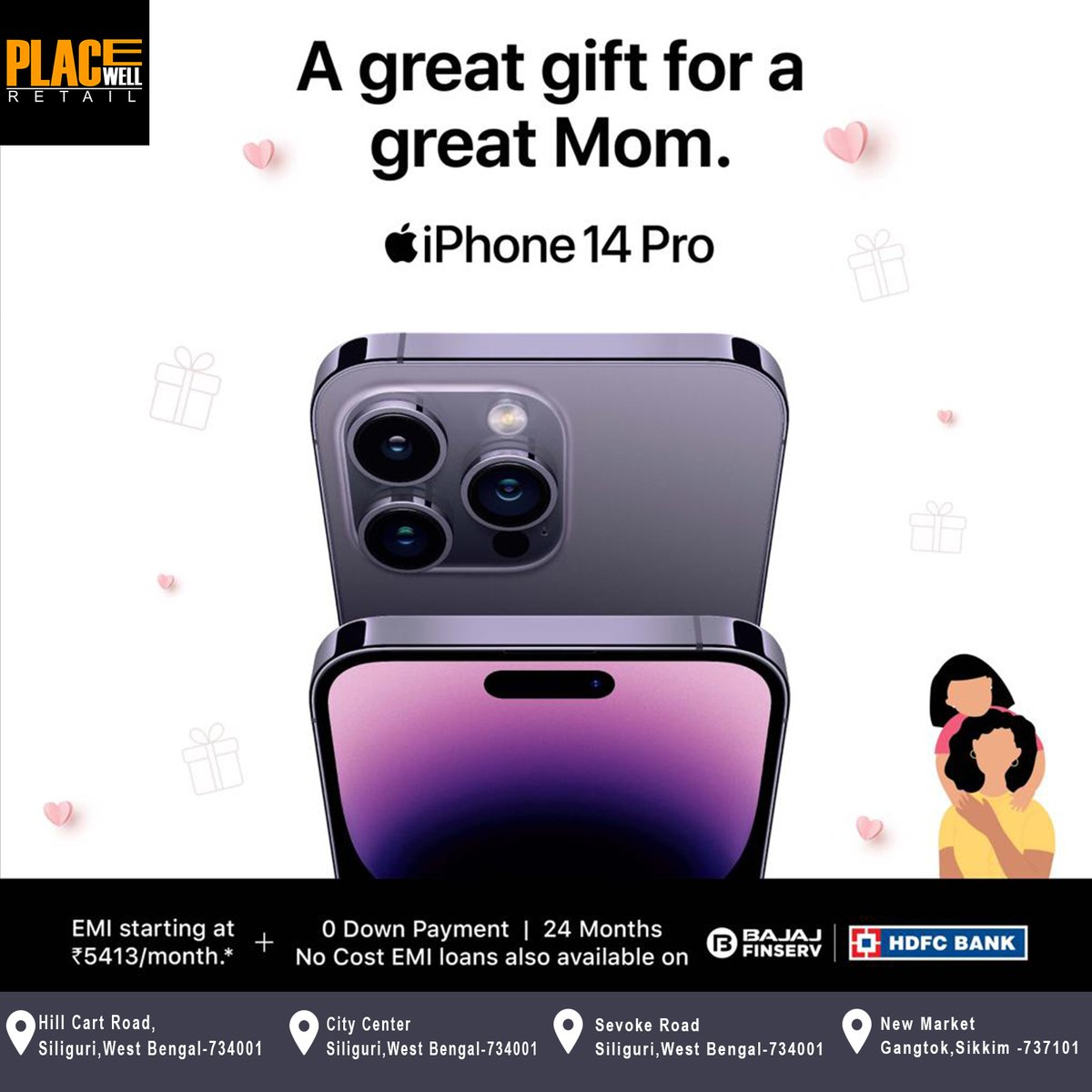PlacewellRetail's tweet photo. Celebrate Mother's Day with Apple! Treat your mom to the latest Apple products with our special offers. Get amazing deals on iPhones, Tabs, Watches, and Airpods. Show your mom how much you love her with the gift of technology.  #MothersDay #Apple #SpecialOffers https://t.co/8duPRLYMVh