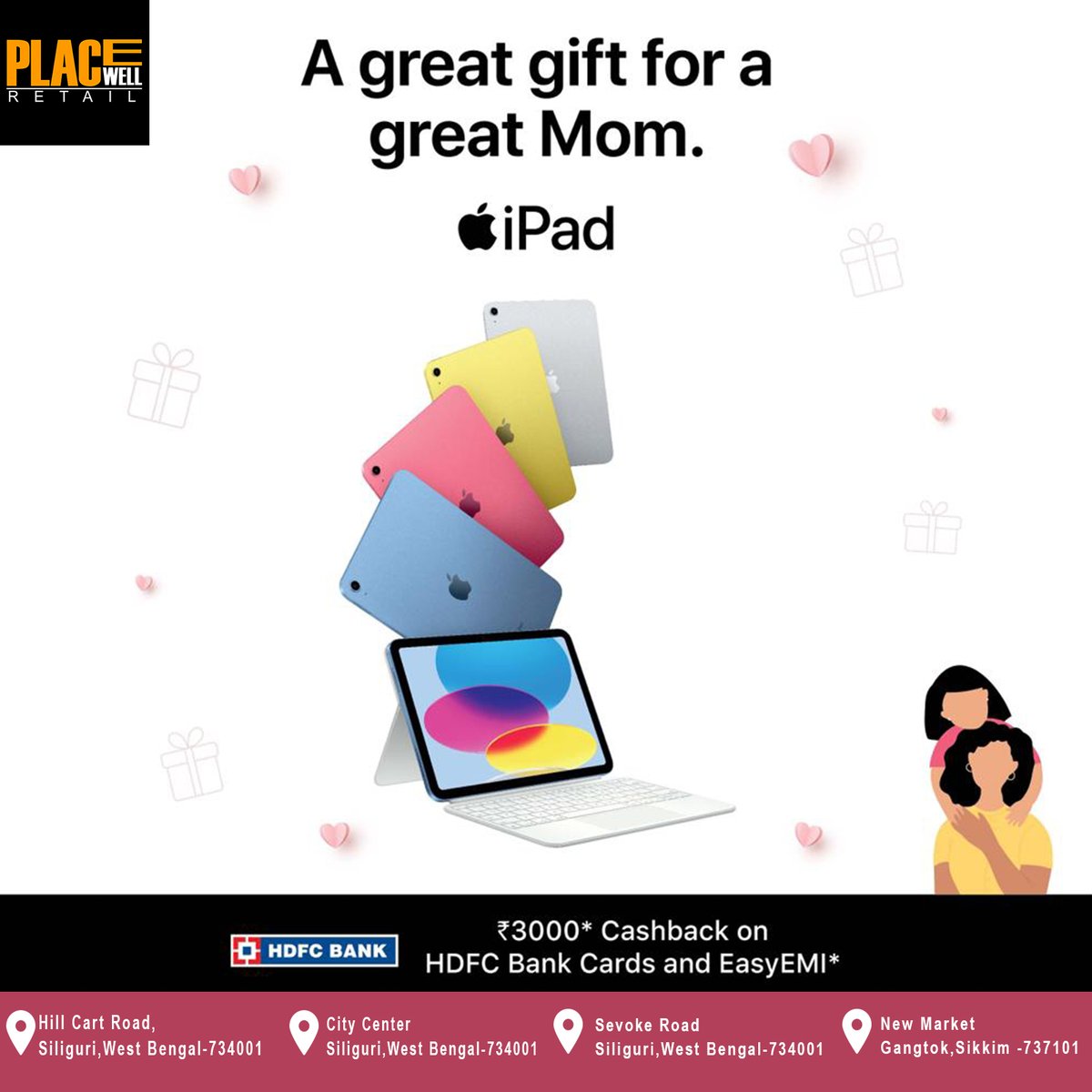 PlacewellRetail's tweet photo. Celebrate Mother's Day with Apple! Treat your mom to the latest Apple products with our special offers. Get amazing deals on iPhones, Tabs, Watches, and Airpods. Show your mom how much you love her with the gift of technology.  #MothersDay #Apple #SpecialOffers https://t.co/8duPRLYMVh