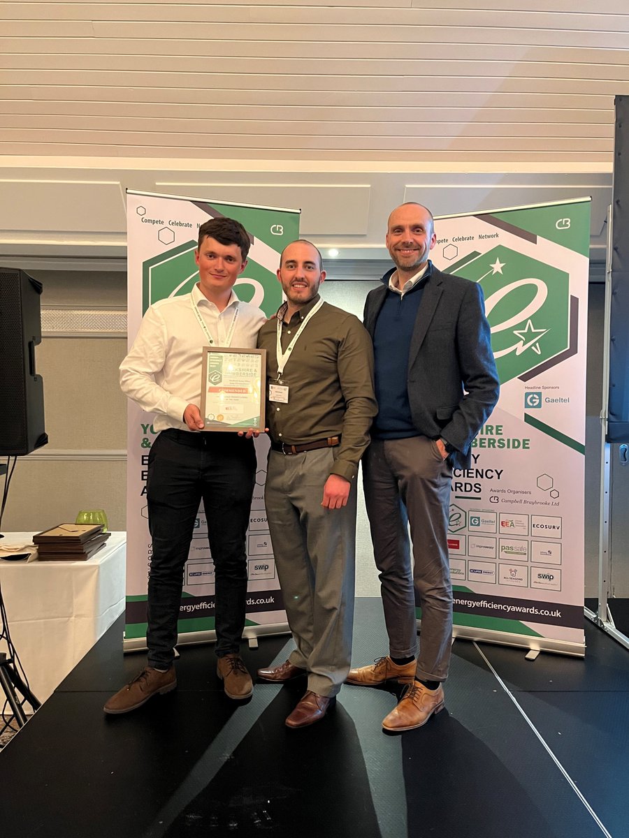 Thank you to 'Yorkshire &amp; Humberside Energy Efficiency Awards' for commending us for the 'Regional Small Scale Project of the Year' at the 2023 awards last night.

It was great to see different teams recieve fantastic awards for their hard work.

#EnergyEfficiencyAwards #SolarPV