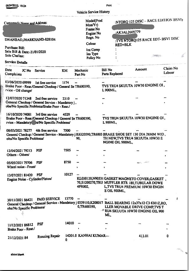 vishchandan007's tweet photo. It's been more than 2 years now.  The problem is still 
unresolved; very unprofessional from @tvsmotorcompany. Worst product ever, TVS Ntorq.
Attachments show the problem right after the purchase.  Fed up with the service. @HeroMotoCorp  @ https://t.co/045zZMP7wE