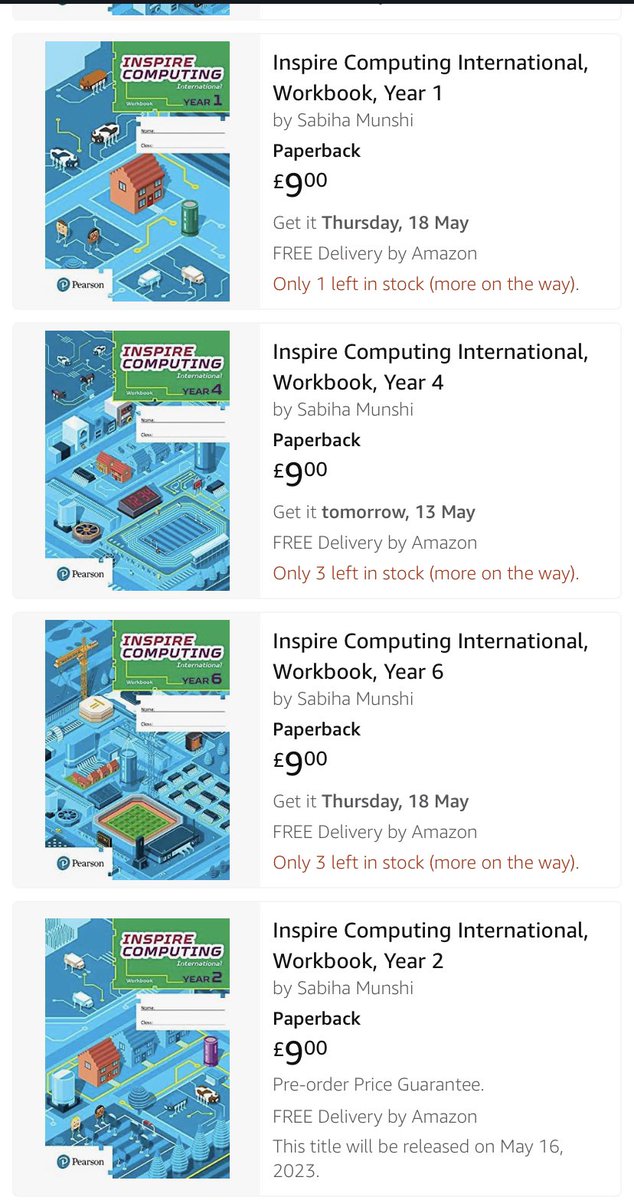 smunshi10's tweet photo. What a fantastic journey with @pearson but can finally say, the #InspireComputingInternational Y1-Y6 📚workbooks are LIVE! 🎉Waiting for my copies to arrive in the ✉️, but until then- this will do! 🥰 @WeAreComputing @ComputingHubGM @ComputingHubMW https://t.co/WdAsiEreOe