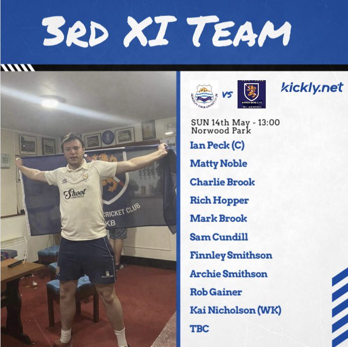 Last weekends results -

1XI ❌ Hull Zingari 193-7 (50) (Ryan Peck 4 catches) Sutton 83 all out (40.5) (Ben Graham 36)
2XI 🌧️Rained off against HICE 
3XI 🌧️Rained off against Welton Academy

Teams are out for this coming weekend🤞🏻😬
