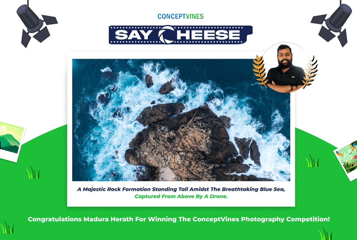 conceptvines's tweet photo. ConceptVines HR Team organized CV's first photography competition "Say Cheese".

This helped engage our Teams to get outside, have fun, and be with Nature.

Congratulations to our winner Madura Herath with an amazing drone capture!

#ConceptVines #ConceptVineslife #hrevents #WFH https://t.co/H9zUxsJWxD