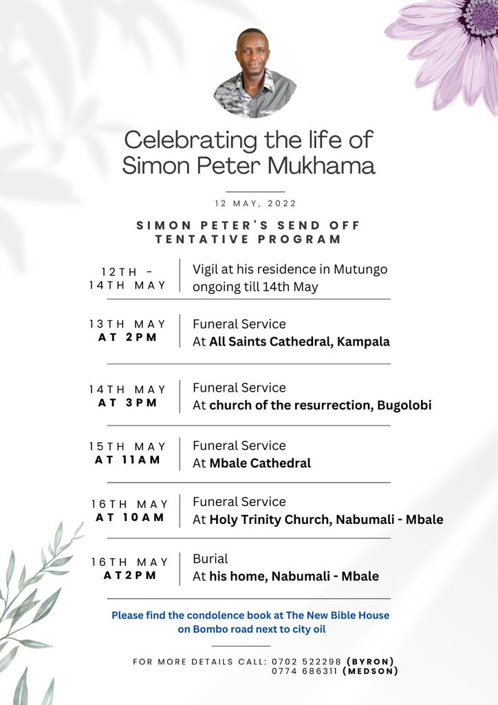 All Saints' Cathedral, Kampala on Twitter "There will be a funeral service tomorrow Saturday at