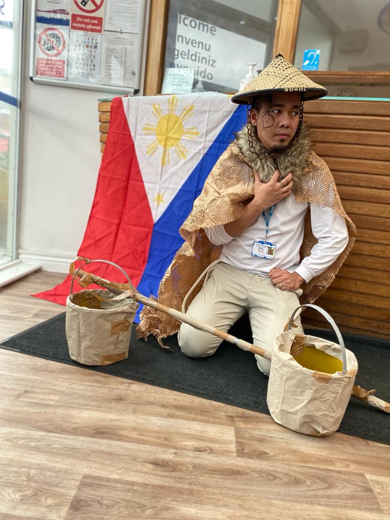 The Philippine native headgear, Salakot, and a traditional rain cape (minus the fur of course 😅) used during pre-colonial era to protect against the sun and the rain. 
Proudly representing the country for third year in a row 🇵🇭🇬🇧

#InternationalNursesDay2023
#TeamBEH
@BEHMHTNHS