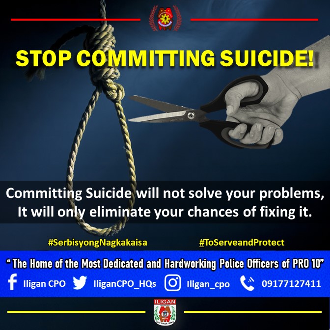 IliganCPO_HQs's tweet photo. STOP COMMITTING SUICIDE! 

#SerbisyongNagkakaisa
#ToServeandProtect https://t.co/0uk0Zl0mP3