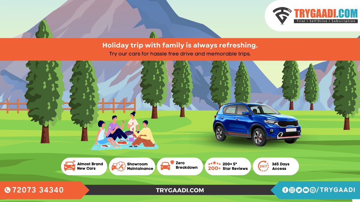 What is your next travel destination going to be?

Book your rental car now - trygaadi.com

#trygaadicom #bestmoments #freeride #yourtrips #trips #cartrials #cartrialssecunderabad #carsforrent #carrental #cars4all #bestcarrental #outstationcarentals #selfdrivecars