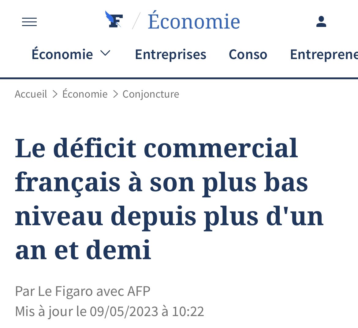 Lycrem2's tweet photo. ➡️C’est une très mauvaise nouvelle, pour le Front Populiste : LFI - FN - De Courson et pour ceux qui veulent la défaite de la France mais le déficit commercial français est à son plus bas niveau depuis 1 an et demi. 

« Toutes les composantes s’améliorent ».✔️ https://t.co/QXM70iNqub