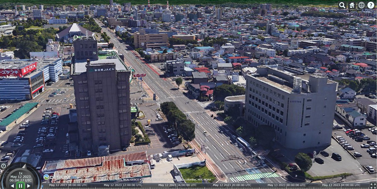 saito_kentaro_'s tweet image. Google Photorealistic 3DTilesすごい。上空から見たヘーシャ(右)も鮮明。#CesiumJS