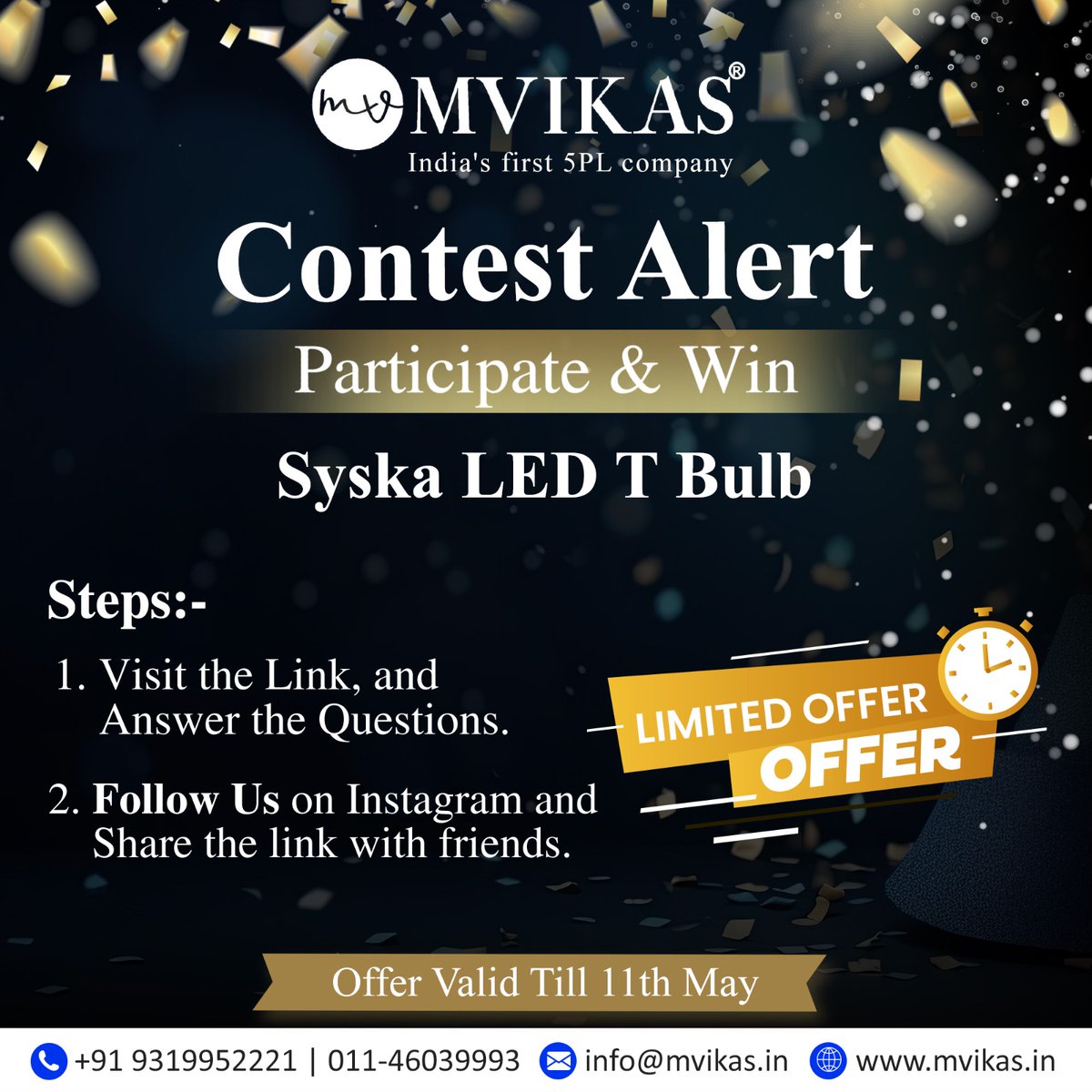 LimitedMvikas's tweet photo. A limited-time offer!
Amazing deal! Follow the steps below to earn a Syska LED T Bulb!!

Get a chance to win Amazon Gift Voucher worth Rs. 500.

Here's the referral link: https://t.co/eRVksYqCL5

#contest #offer #win #earn #alert #mvikas #earnmoney #b2bmarketing #Syska #SyskaLED https://t.co/ppmEH4DSPq