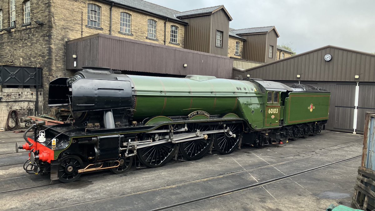 Haworth this morning. Not your average view from a Co-op car park. #flyingscotsman