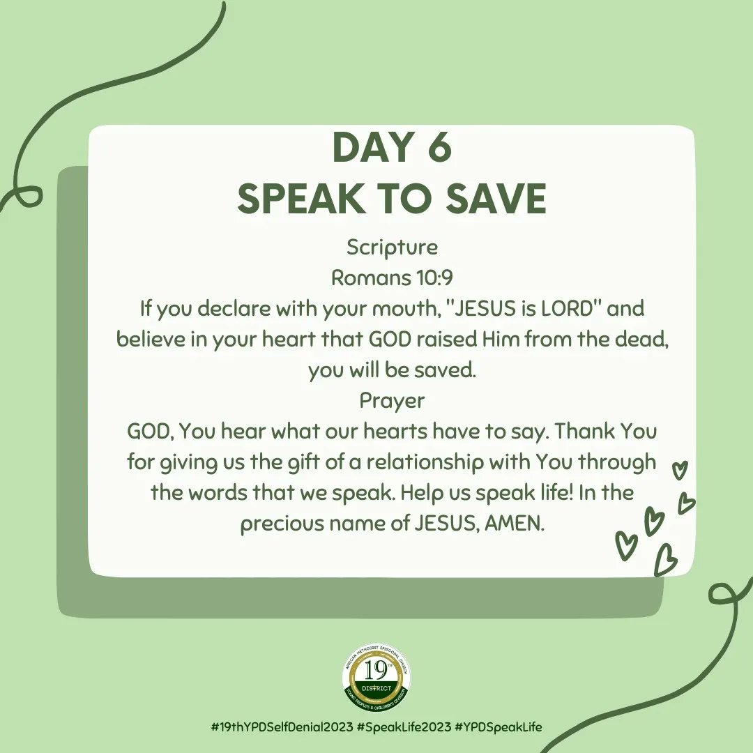Ypd19th's tweet image. 12 MAY - SELF DENIAL WEEK - SPEAK LIFE - SPEAK TO SAVE
Join us in our daily devotion + fast and activity by using the hashtags #19thYPDSelfDenial2023 #SpeakLife2023 #YPDSpeakLife
Listen to our 19th YPD Self Denial Playlist - Speak Life on Spotify - bit.ly/19thYPDSpeakli…