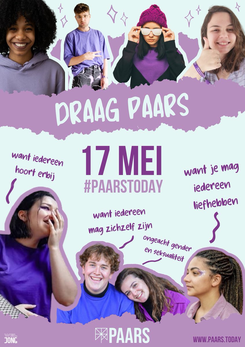 Gemeente Zwevegem (@gemzwevegem) on Twitter photo #PaarsToday Woensdag 17 mei ๐
Met de ๐ฃ๐๐๐ฅ๐ฆ-๐ฐ๐ฎ๐บ๐ฝ๐ฎ๐ด๐ป๐ฒ roepen we iedereen op het werk, op school, in het jeugdwerk, in de gemeente op om op ๐๐ผ๐ฒ๐ป๐๐ฑ๐ฎ๐ด ๐ญ๐ณ ๐บ๐ฒ๐ถ, de internationale dag tegen homo-en transfobie, de kleur PAARS te dragen. #PaarsToday Woensdag 17 mei ๐
Met de ๐ฃ๐๐๐ฅ๐ฆ-๐ฐ๐ฎ๐บ๐ฝ๐ฎ๐ด๐ป๐ฒ roepen we iedereen op het werk, op school, in het jeugdwerk, in de gemeente op om op ๐๐ผ๐ฒ๐ป๐๐ฑ๐ฎ๐ด ๐ญ๐ณ ๐บ๐ฒ๐ถ, de internationale dag tegen homo-en transfobie, de kleur PAARS te dragen.