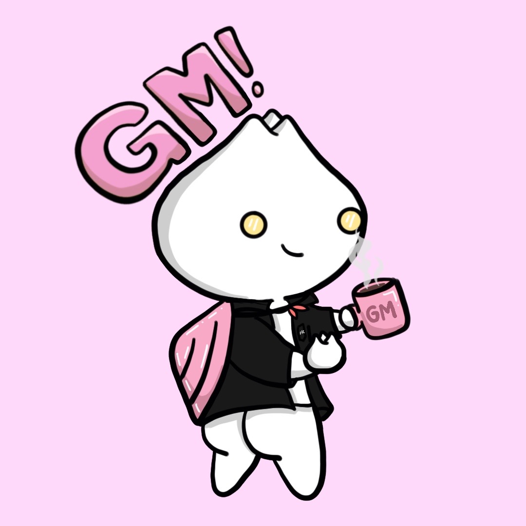 GM! There's nothing better than waking up with a cup of coffee and a bao!

Thank you <a href="/maetheforce_/">mims</a> for accepting my <a href="/FortuneFriends_/">Fortune Friends</a> GM art commission, it's exactly how I wanted it to be! 🥟