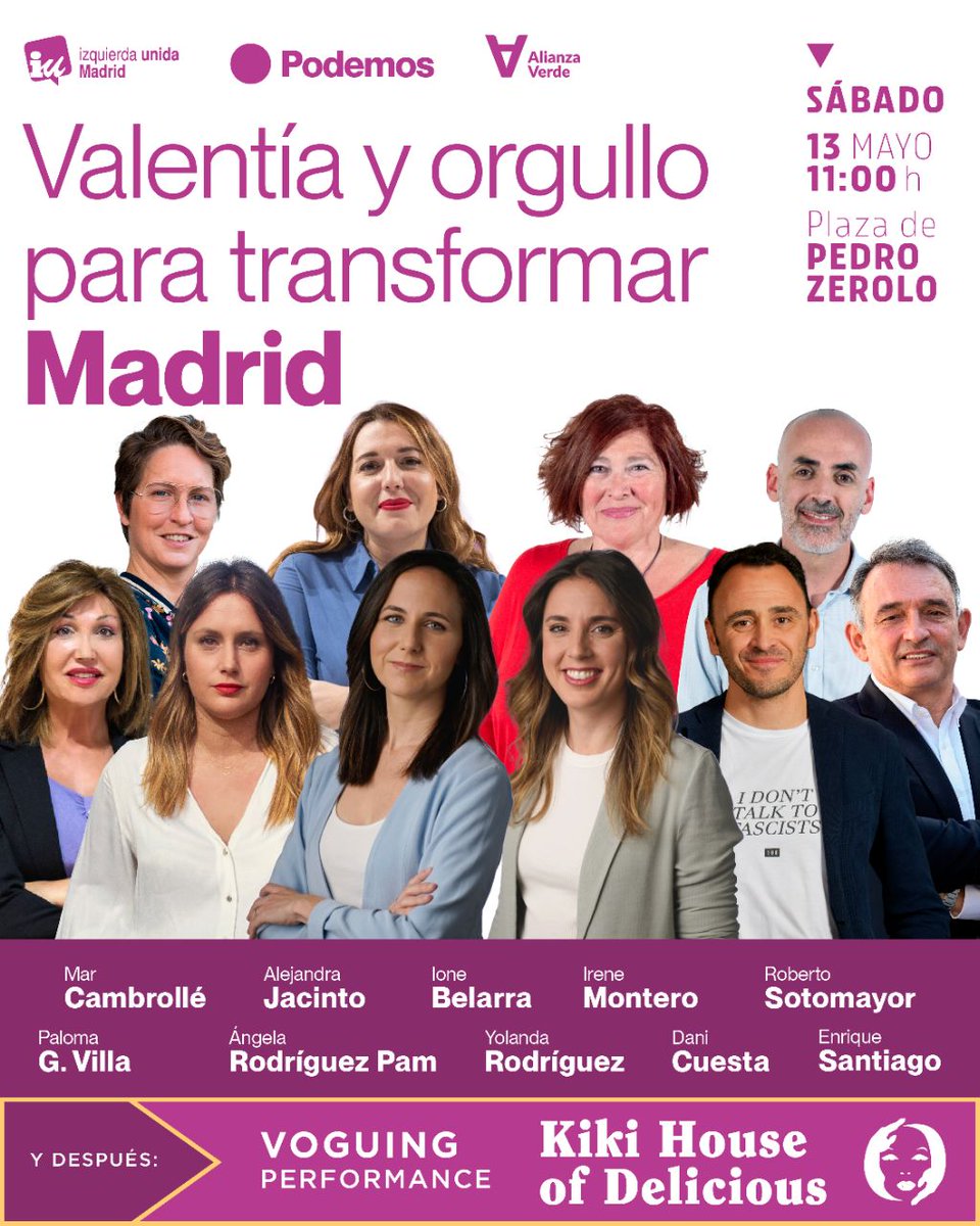 IreneMontero's tweet photo. Este sábado a las 11h ⏰ no te pierdas el acto que tenemos preparado en Madrid 📍 porque, ¡va a ser increíble!
¡Os esperamos a todas, todos y todes con muchísima ilusión!
#ValentíaParaTransformar28M
#LaLlaveParaMadrid https://t.co/56g8svfTh7