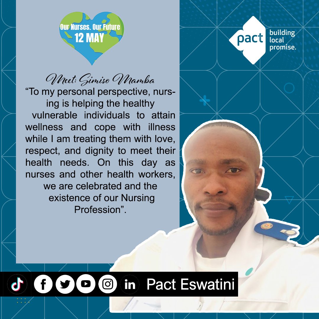 PEswatini's tweet photo. Pact honors the incredible nurses who work in our country office, they work with love, care, respect, and dignity ensuring that the community of Eswatini has equitable access to health services from HIV prevention to COVID-19 vaccinations. 
@PactWorld 
#buildinglocalpromise https://t.co/WyGKFX7GSs