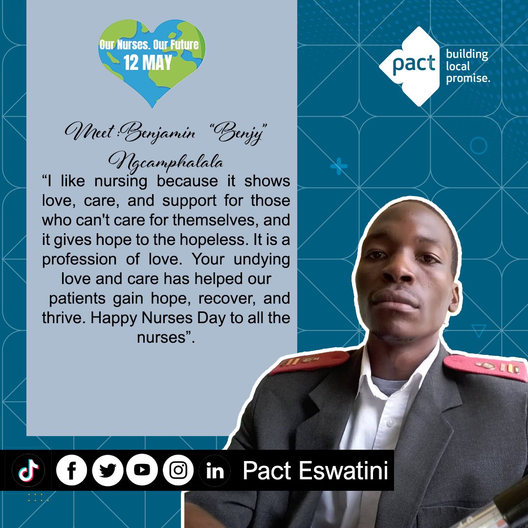 PEswatini's tweet photo. Pact honors the incredible nurses who work in our country office, they work with love, care, respect, and dignity ensuring that the community of Eswatini has equitable access to health services from HIV prevention to COVID-19 vaccinations.
@PactWorld
#buildinglocalpromise https://t.co/JRm6l3Ia17