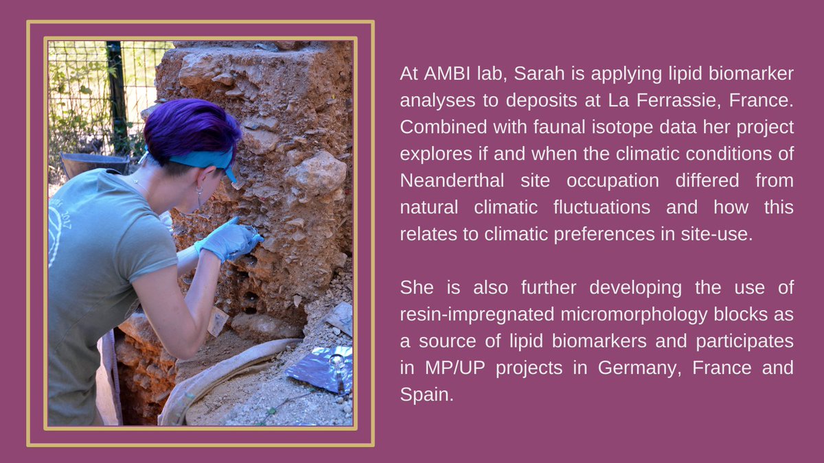 In her current @Leopoldina funded project, she is combining faunal isotope data with lipid biomarkers to investigate climatic preferences of Neanderthal site occupation patterns at La Ferrassie, France.