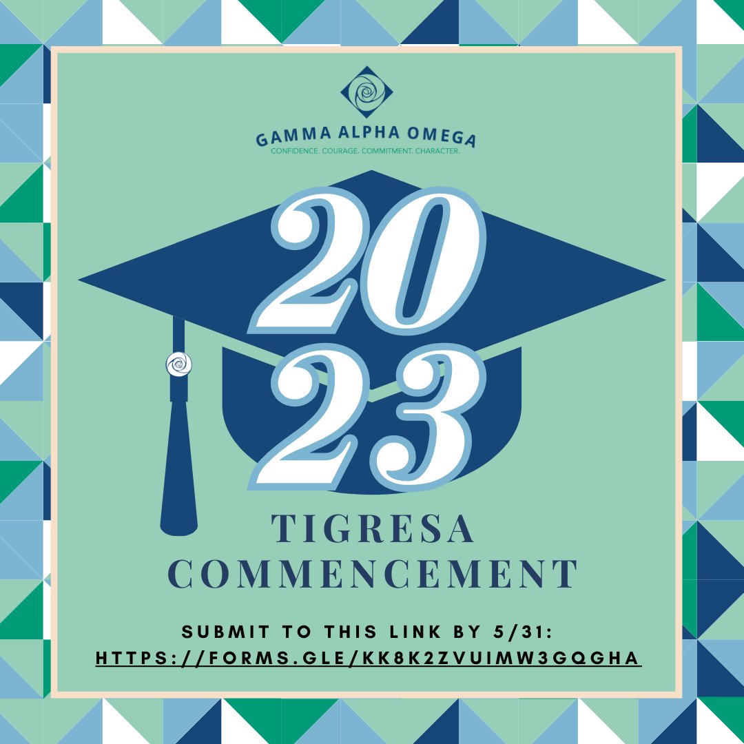 GammaAlphaOmega's tweet photo. Tigresa Commencement: Anyone who graduated in 2022 and/or is set to graduate at any
point in 2023 is eligible to participate in the Tigresa Commencement ceremony. 

Submit to this link by 5/31: https://t.co/hbDgPZ57CP https://t.co/8N4pqtgyQn