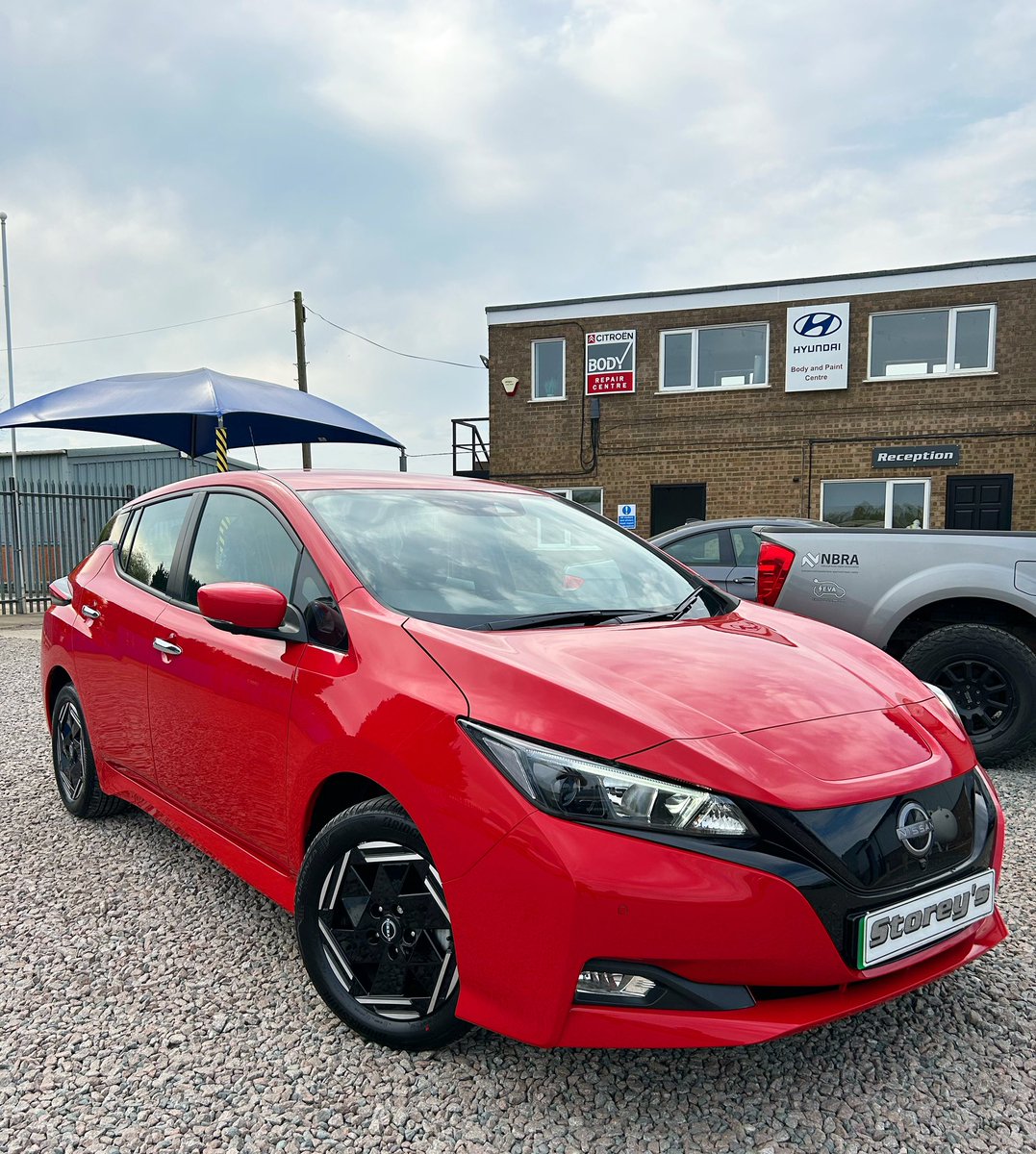 Brand new Nissan leaf ⚡️ all repaired after a nasty accident with a bus on the o/s front corner. #EVrepair