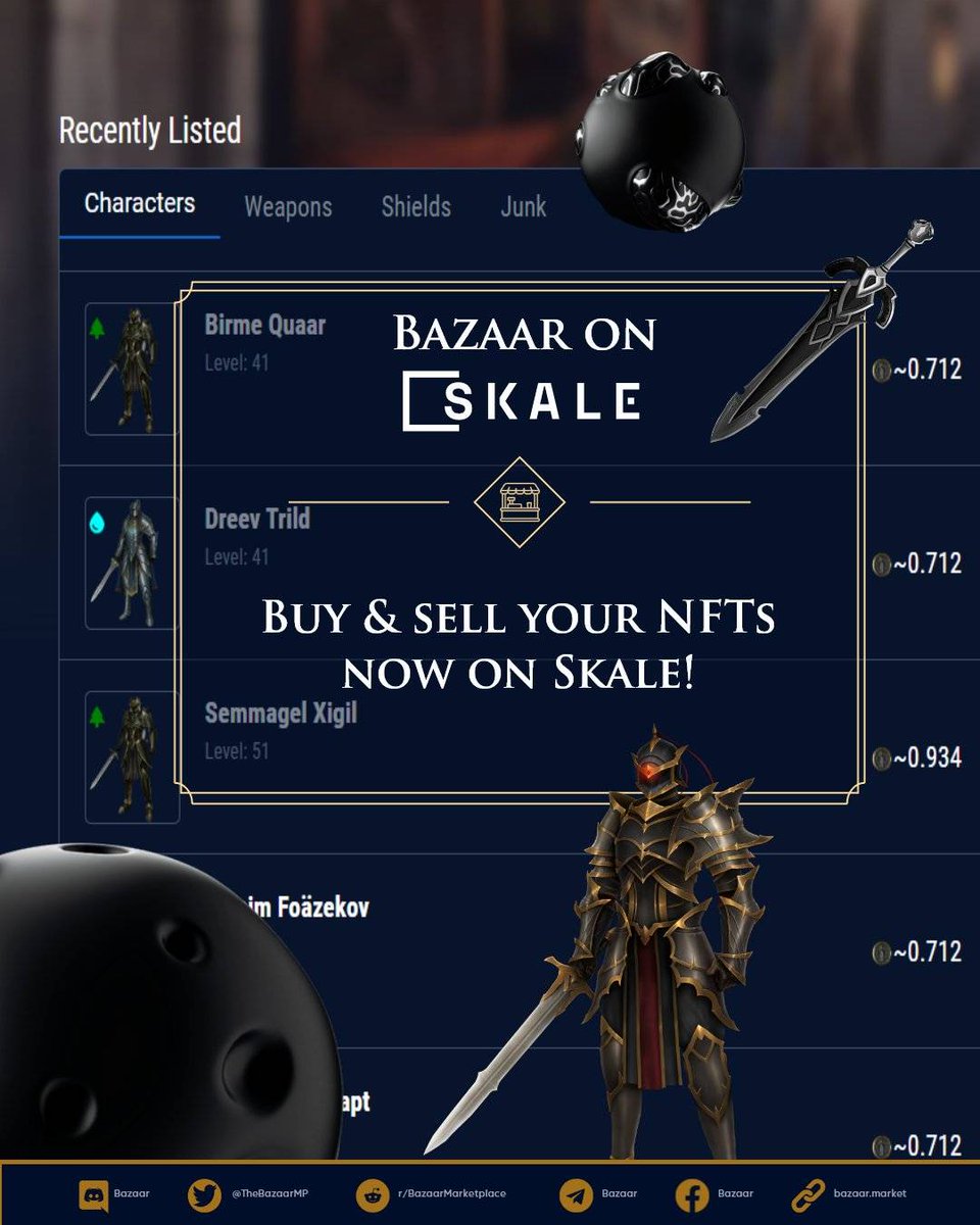 🛒 Bazaar is on <a href="/SkaleNetwork/">SKALE</a>! 

⚔️Buying and selling NFTs is now easier! 

🛡️ For more info, check our Bazaar discord here: 

👉 discord.gg/zcxFz6bftB