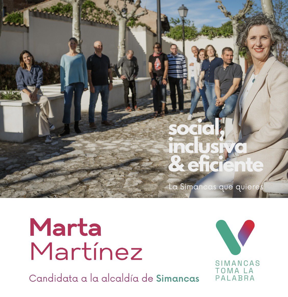SimancasTlp's tweet photo. Nos merecemos un #Simancas que ponga en el centro a las personas y @MartaMartnezPr2 lidera el mejor equipo para ello.

#EleccionesMunicipales28Mayo https://t.co/TqVFWXXozK