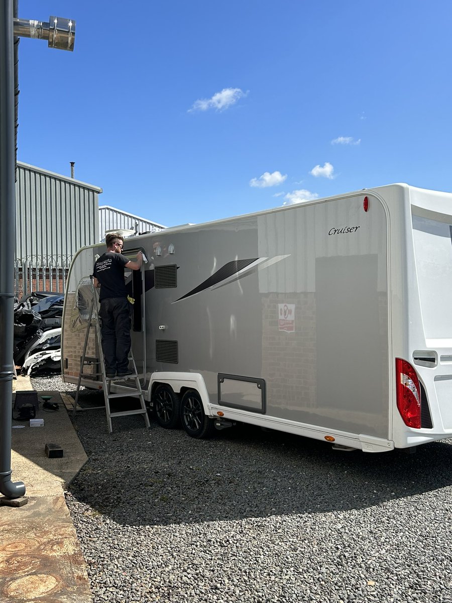 Finishing touches on this Buccaneer Tourer after we repaired the side following an accident #caravanrepair