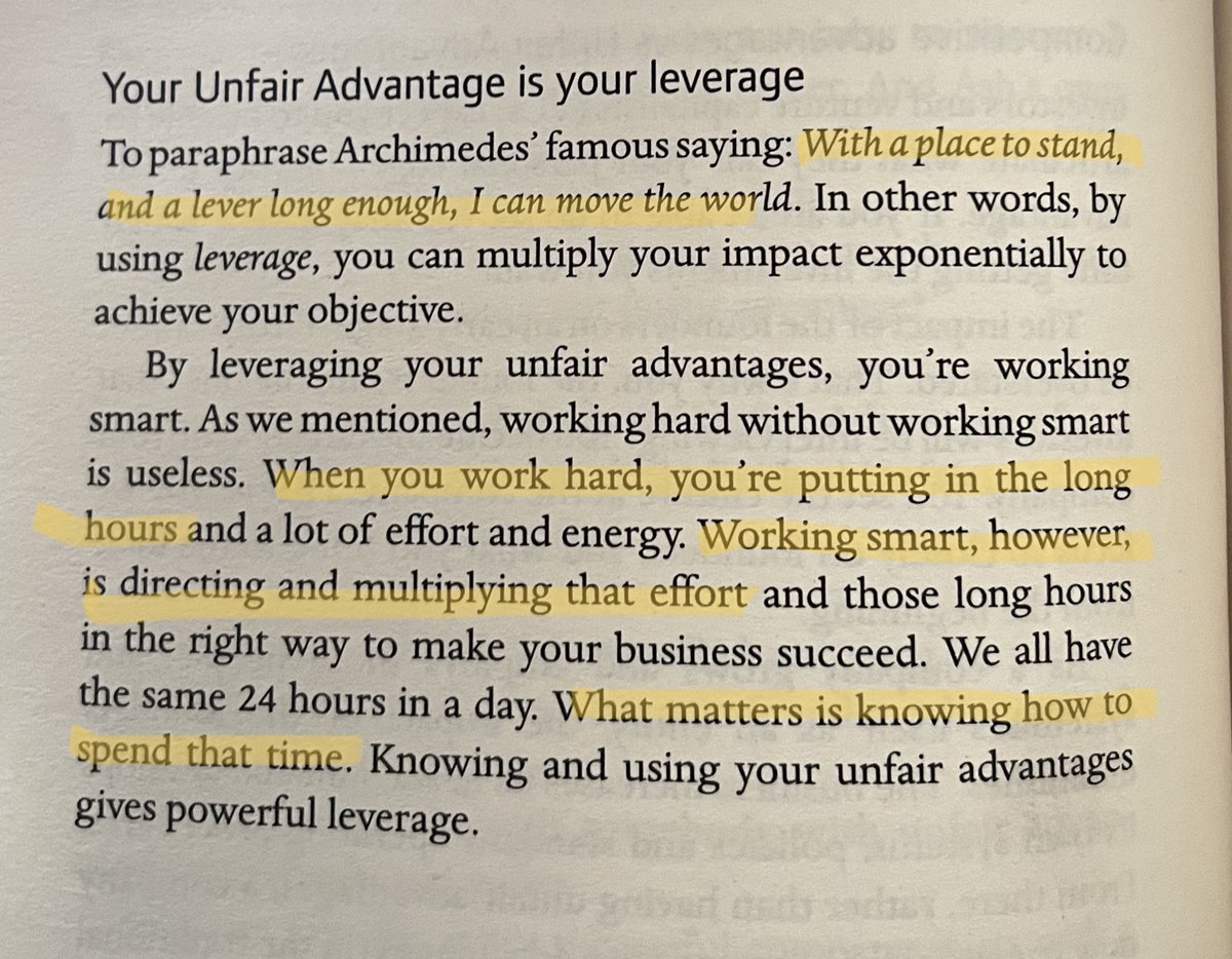 Can't stop reading #TheUnfairAdvantage by <a href="/Ash_Ali/">Ash Ali</a> &amp; <a href="/StartupHasan/">Hasan Kubba</a>. So refreshing and inspiring.
As someone with a ‘grind’ mentality I often find myself grinding tasks I’m not good at.
The authors provide a new perspective on how &amp; why it’s important to focus on what we excel at.