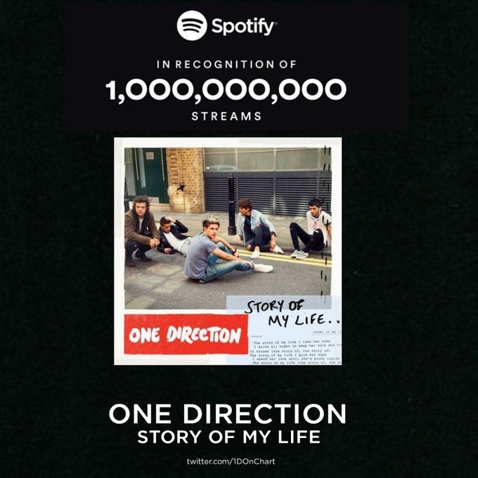 Directioners we did it. Story of my life has reached the 1 billion mark. With this we have brought the 2 song home. Drag me down and What makes you Beautiful are next. We are so strong.  #proud #spotify #storyofmylife #Mission50 #onedirection #FOREVER #bestfansintheworld