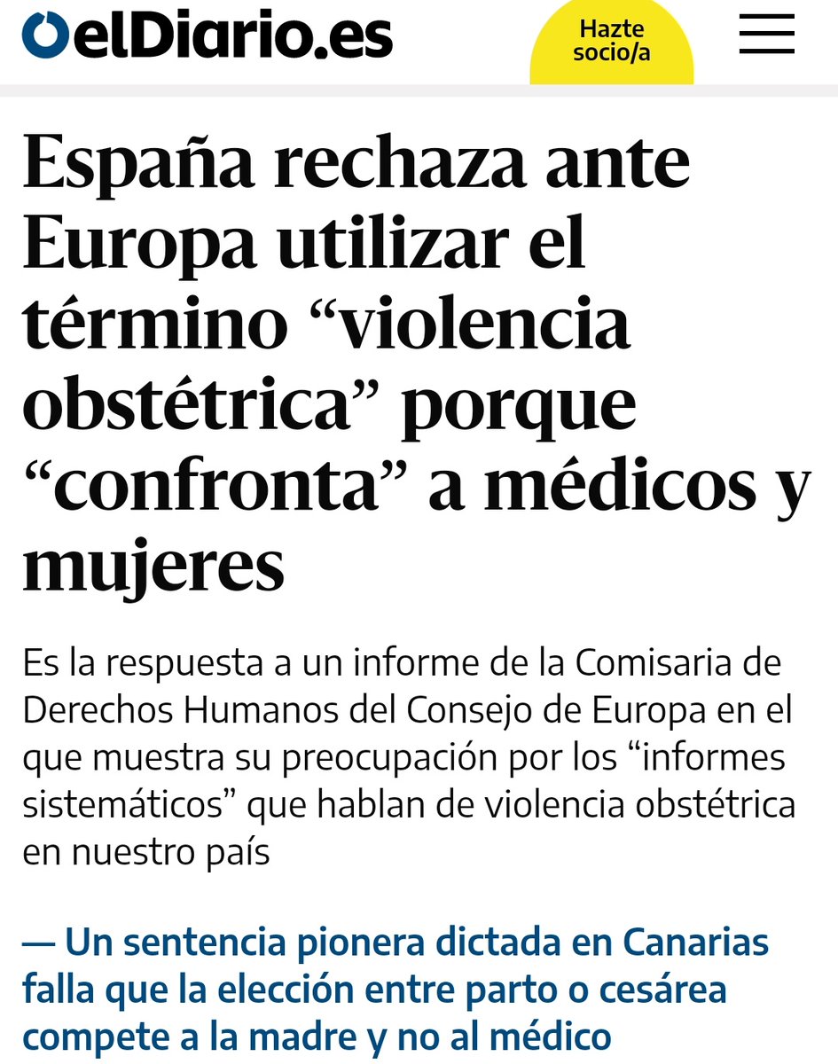 RETROCEDEMOS: ¿Qué va a ser lo siguiente: "España rechaza ante Europa utilizar el término "violencia machista" porque "confronta" a hombres y mujeres"?
Artículo preocupante de <a href="/RequenaAguilar/">Ana Requena Aguilar</a> vía <a href="/eldiarioes/">elDiario.es</a> 

eldiario.es/sociedad/espan…

#ViolenciaObstétrica