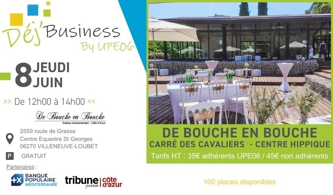 Le prochain Déj'Business by UPE06 se prépare !
🍽 Une manière efficace et gourmande d'enrichir votre réseau…

📆 Le 8 juin, de 12h00 à 14h00
📍Carré des Cavaliers 

Cliquez ici pour vous inscrire 👉 my.weezevent.com/dejbusiness-by…