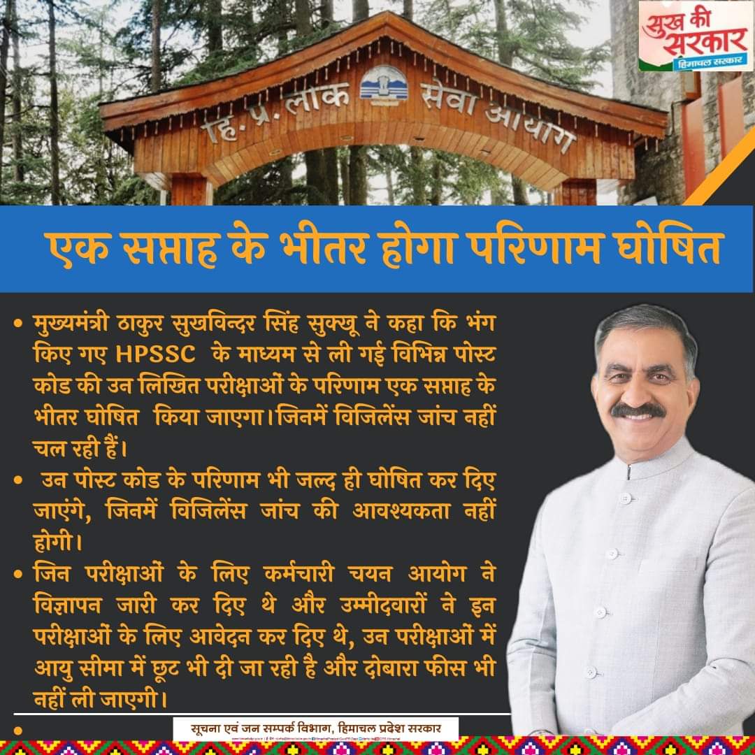 NSUIHimachal's tweet photo. विजिलेंस जांच के दायरे से बाहर लिखित परीक्षाओं के परिणाम एक सप्ताह के भीतर होंगे घोषित ।
#GovernmentJobsInHimachal
#hpsscpostcode
#VigilenceEnquiry
#WrittenExamination
#HPPSC https://t.co/4ZNDHvlI1y