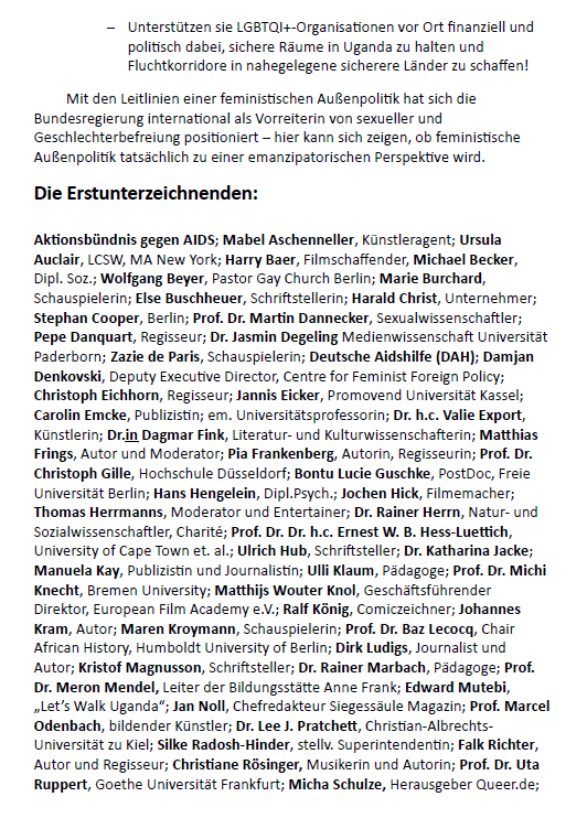 LWUGANDA's tweet photo. Solidarität mit der LGBTQI+ Community in Uganda! 

Gemeinsam mit @C_Emcke, @Maren_Kroymann, @habibitus  und 80 anderen fordern wir @ABaerbock, @DEonHumanRights und @svenlehmann in einem offenen Brief auf: 

Schützen Sie Menschen in akuter Gefahr!

https://t.co/WT6r7f7wj6 https://t.co/JCE4HnPgOO