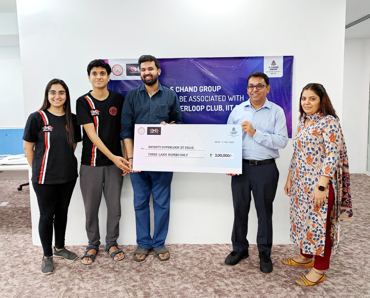 SChandGroup's tweet photo. #SChand believes in education leading to #innovation. We are excited to be a part of Infinity Hyper loop, IIT Delhi of this revolutionary journey which leads to a better future of our nation.

#SChandPublishing #Revolution #Tech #InfinityHyperloop #TransportationRevolution https://t.co/bMUGlc1N0d