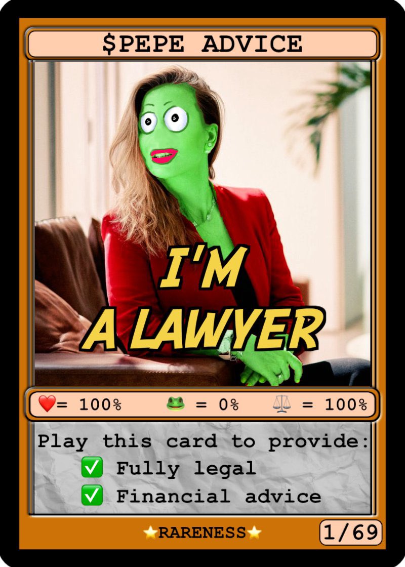 solminingpunk's tweet image. ANYBODY SEEN MY LAWYER??

&amp;lt;Last seen giving financial and Legal advice on @Cointelegraph paid to look real spaces&amp;gt; 

Most recognizable trait: NO BAR CARD 

Looks like a FROG so she hates FROGS. 

Plz HALP #cryptoLawyer #web3master $PEPE