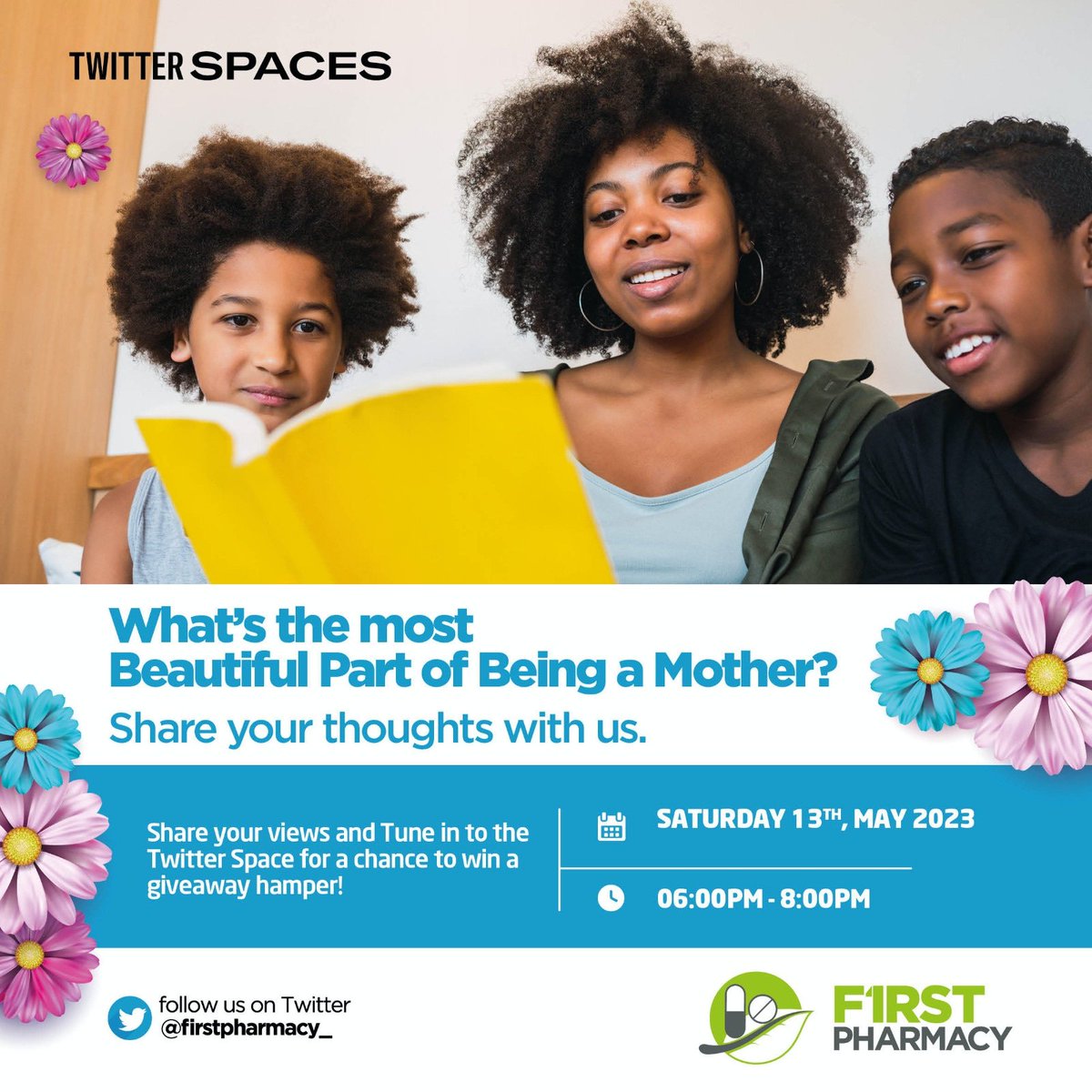 FirstPharmacy_'s tweet photo. What is the most beautiful part about being a mother?
Share your views and tune in to our Twitter Spaces discussion on Motherhood for a chance to win a giveaway hamper, this Saturday 13th May, from 6pm-8pm.
#FirstPharmacyTwitterSpace #FirstPharmacyHealthTalks #MothersDay https://t.co/XOfEbs88hP