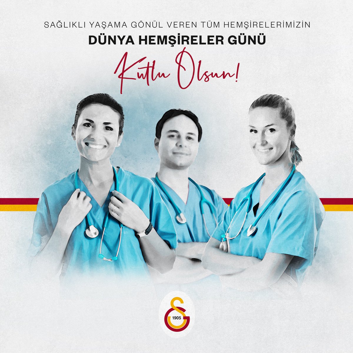 GalatasaraySK's tweet photo. Canlarını ortaya koyarak toplum sağlığına yaptıkları katkıyla en büyük saygıyı ve değeri hak eden hemşirelerimizin 12 Mayıs Dünya Hemşireler Günü kutlu olsun. https://t.co/ziszA3XZ7e