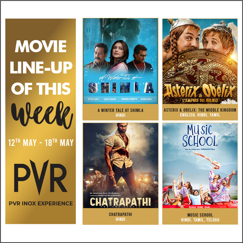 _PVRCinemas's tweet photo. Get hooked on the latest entertainment with these new releases at #PVR this week! Which movie are you most excited for?
Book now: https://t.co/WyiWtS04Me
.
.
.
#IB71 #Custody #ToLeslie #LoveAgain #AWinterTaleAtShimla #AsterixAndObelixTheMiddleKingdom #Chatrapathi #MusicSchool https://t.co/bpq5UdrxSr