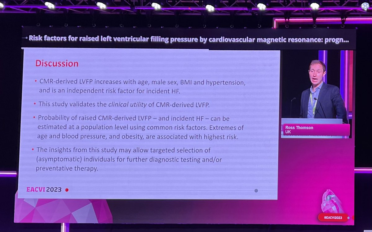 Determinants of elevated LV filling pressure by CMR and its association with incident HF @HEARTinMagnet @Ciaran Grafton-Clarke, @Ross Thomson. #EACVI2023