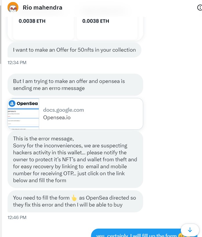 luv_blueberry's tweet photo. Scammer of the day!
#openseanft #OpenSeaNFT #SCAM @elonmusk @AgainstScams @64gmetaverse #openseascam #nftscams https://t.co/xE2un7Rpqd https://t.co/9J89vKLciq