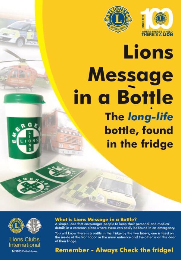Have you heard of Message in a Bottle? 
<a href="/lionsclubs/">Lions International</a> have a great initiative called Message in a Bottle, enabling first responders to have access to your medical information in the event of an emergency in your home. 

Some local pharmacies have them in stock for free. 1/2