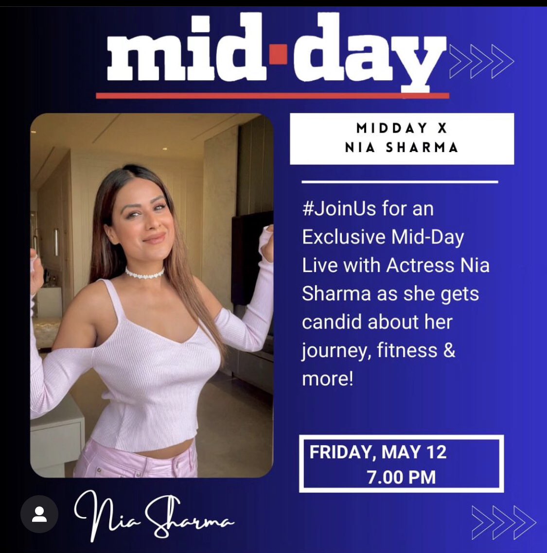 Niasharma_Fb's tweet photo. Don’t forget to join 🥳
Niu’s Coming Live today With Mid-Day at 7pm🎉 #DoJoin 💖
@Theniasharma @Middayindia
#NiaSharma #NiaSharma𓃵 https://t.co/8HYkn5T9zm
