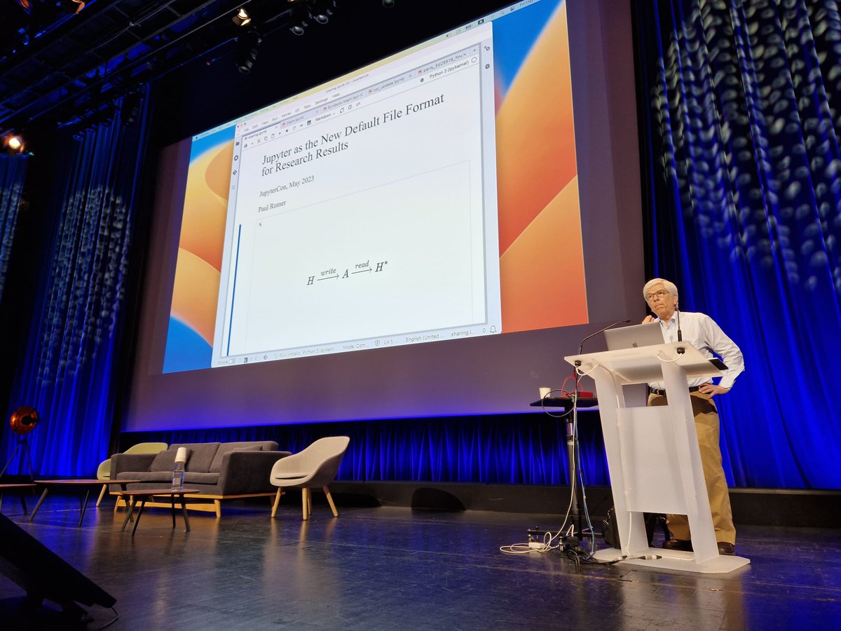 Economics Nobel Laureate Paul Romer (@paulmromer) is delivering a keynote at @JupyterCon 2023 at @citedessciences in Paris.