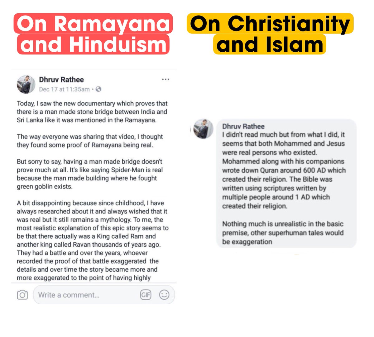 erbmjha's tweet photo. Dhruv Rathee claim himself an atheist, but what type of atheism is this? https://t.co/ZOBl69KYdj